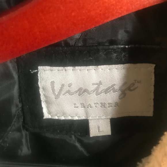 Vintage leather southwest sherpa collar coat - Picture 3 of 5